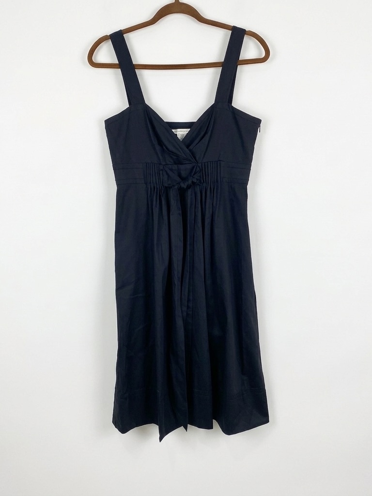 Diane Von Furstenberg Dessa Jolie Black Cotton Pleated Empire Waist Dress 6